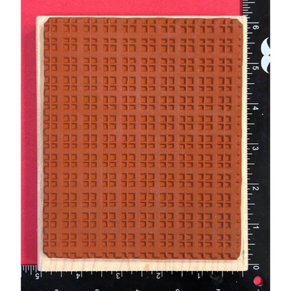 Stampin Up Stipple Plaid Wood Mounted Background Rubber Stamp 2001 - Picture 2 of 2